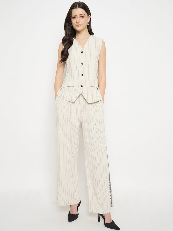Madame Ivory Viscose Linen Blend Co-Ord Set