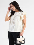 Madame Lace Inserted Off White Cotton Top
