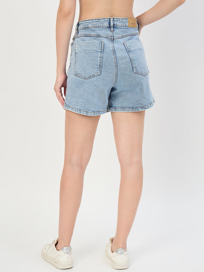 Madame Light Blue Cotton Wrap Mini Denim Skirt