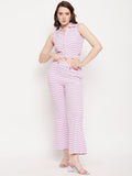 Madame Marble Print Top and Flared Bottoms Mauve Co Ord Set