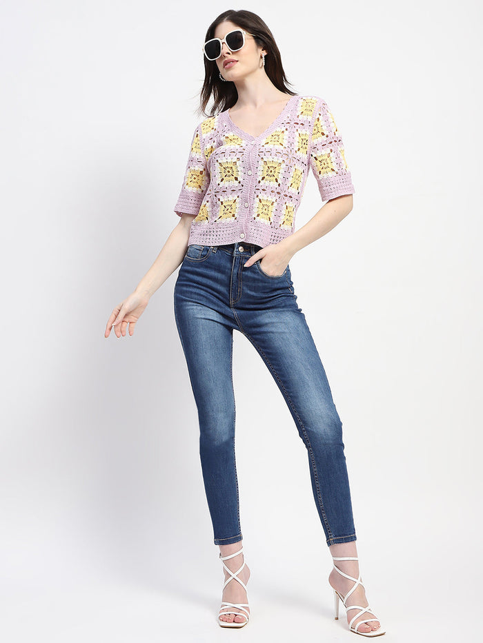 Madame Mauve Cotton Crochet Top