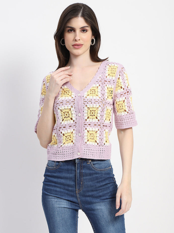 Madame Mauve Cotton Crochet Top