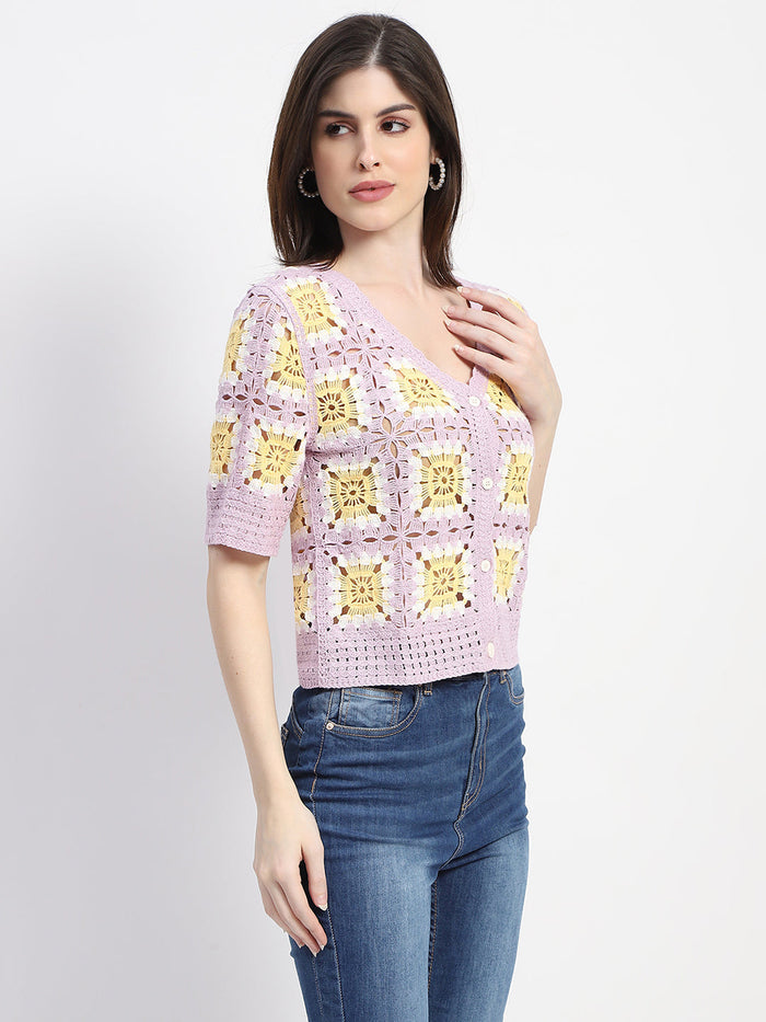 Madame Mauve Cotton Crochet Top
