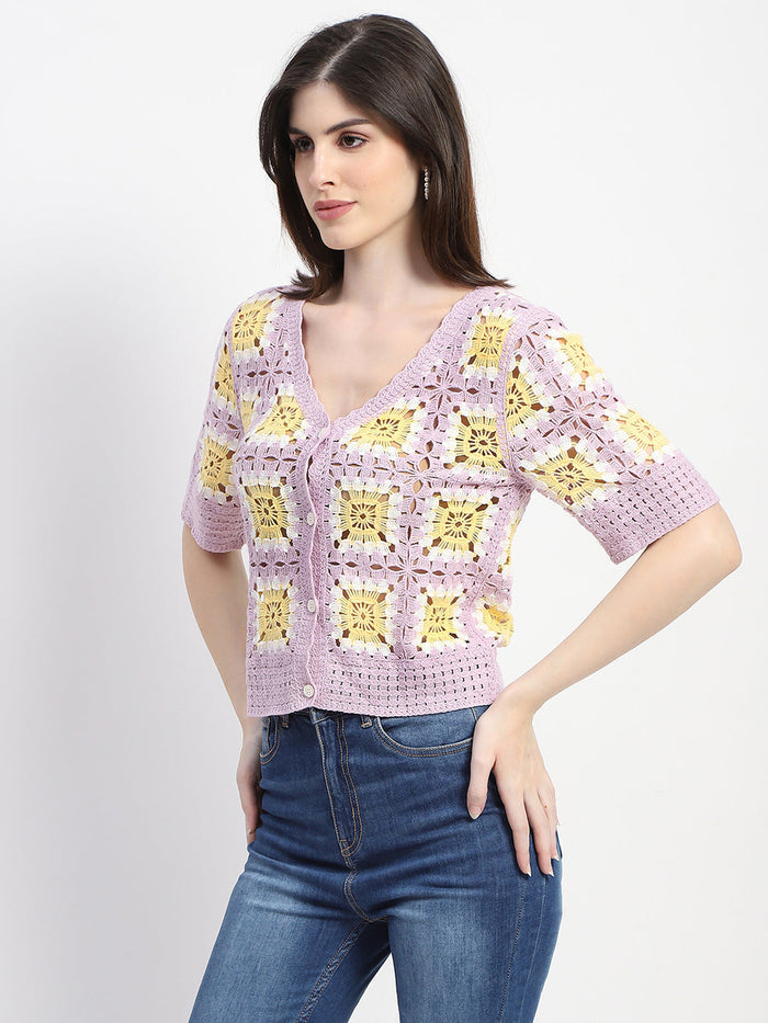 Madame Mauve Cotton Crochet Top
