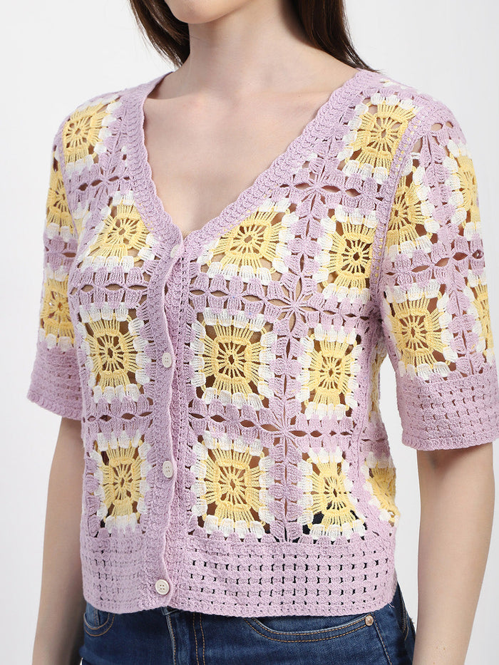 Madame Mauve Cotton Crochet Top
