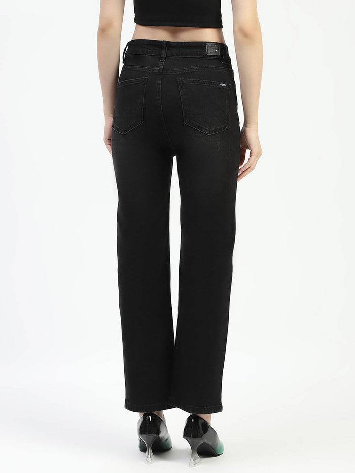 Madame Mid-Rise Black Straight-Fit Jeans