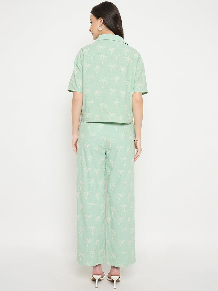 Madame Mint Cotton Co-ord Set with Printed Top