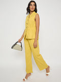 Madame Mustard Yellow Sleeveless Vest and Trousers Co-ord Set