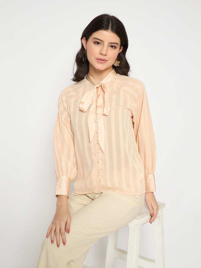 Madame Neck Tie Striped Sunset Top