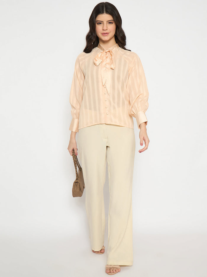 Madame Neck Tie Striped Sunset Top