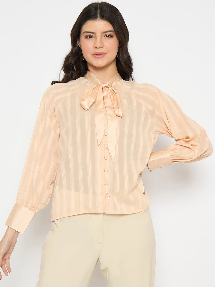 Madame Neck Tie Striped Sunset Top