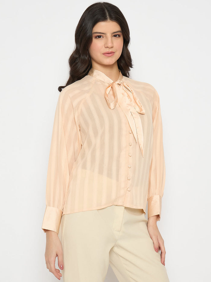 Madame Neck Tie Striped Sunset Top