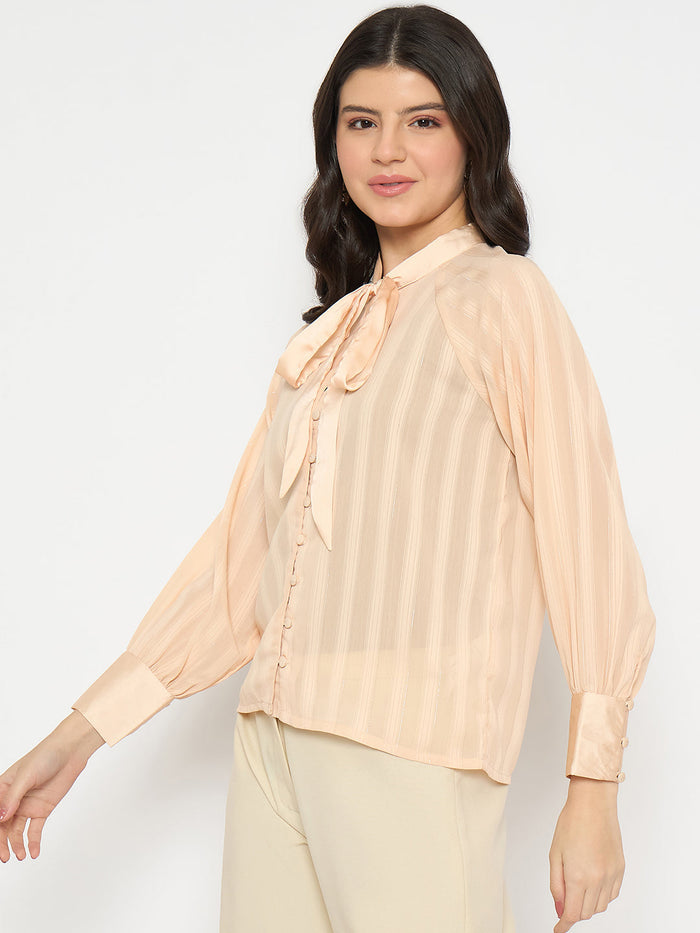 Madame Neck Tie Striped Sunset Top