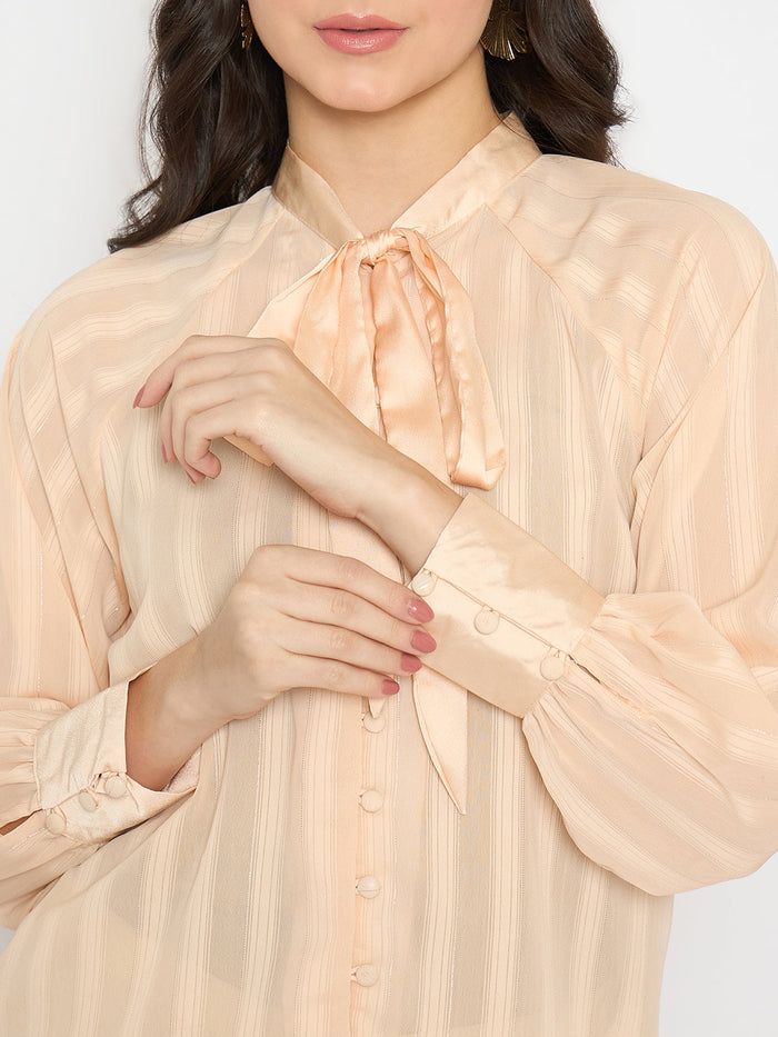 Madame Neck Tie Striped Sunset Top