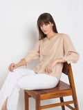 Madame Nylon Swarovski Dart Detailed Beige Top