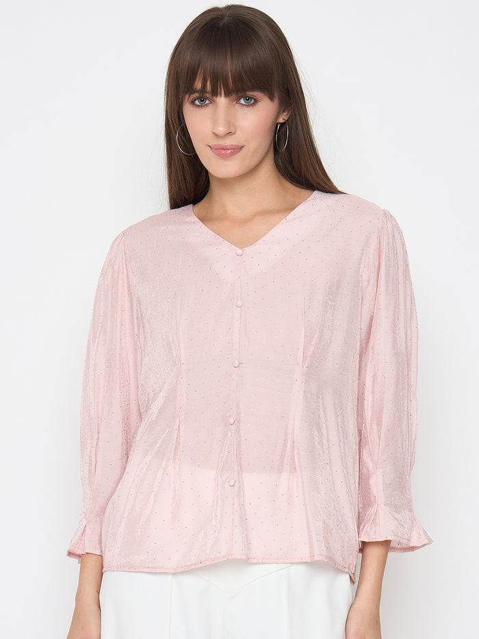 Madame Nylon Swarovski Dart Detailed Peach Top