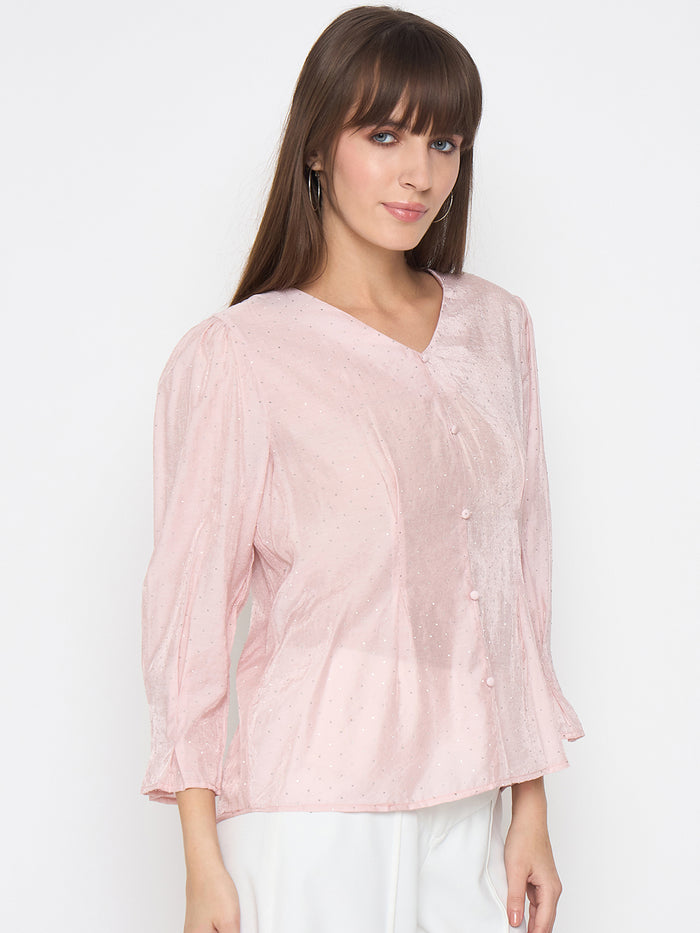 Madame Nylon Swarovski Dart Detailed Peach Top