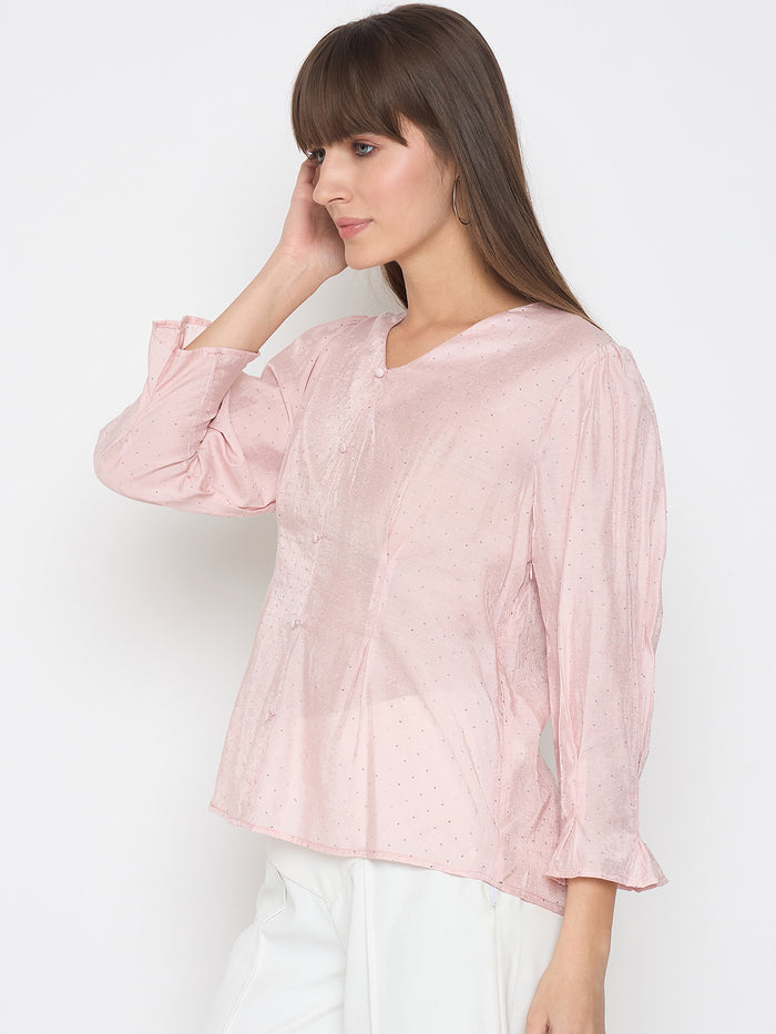 Madame Nylon Swarovski Dart Detailed Peach Top