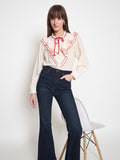 Madame Nylon Viscose Contrast Boning Red Top