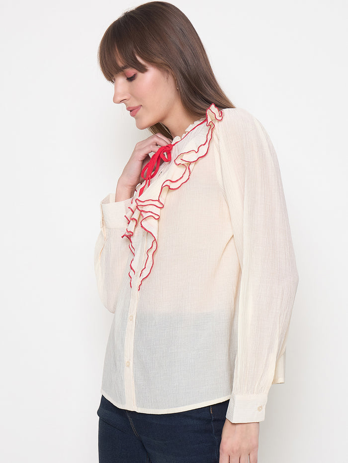 Madame Nylon Viscose Contrast Boning Red Top
