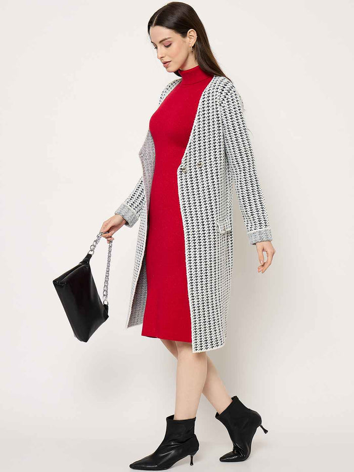 Madame Off White Dress and Cardigan Knitted Co-ord Set