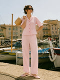 Madame Pink Rayon Embroidered Round Neck Co-ord Set