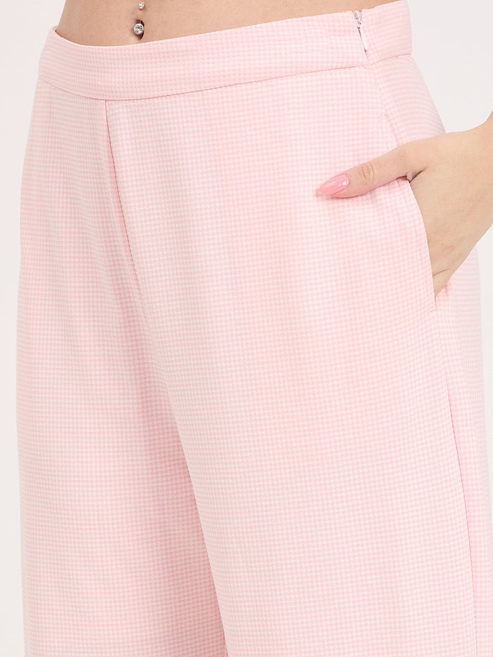 Madame Pink Rayon Embroidered Round Neck Co-ord Set