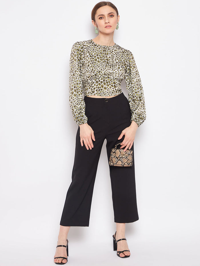 Madame Printed Olive Corset Top