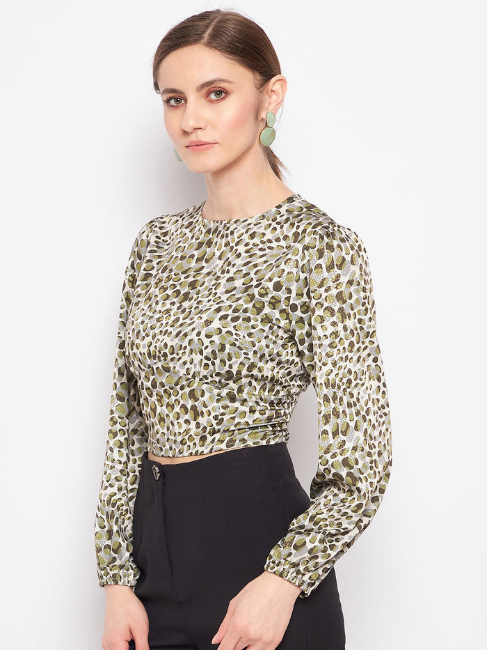 Madame Printed Olive Corset Top