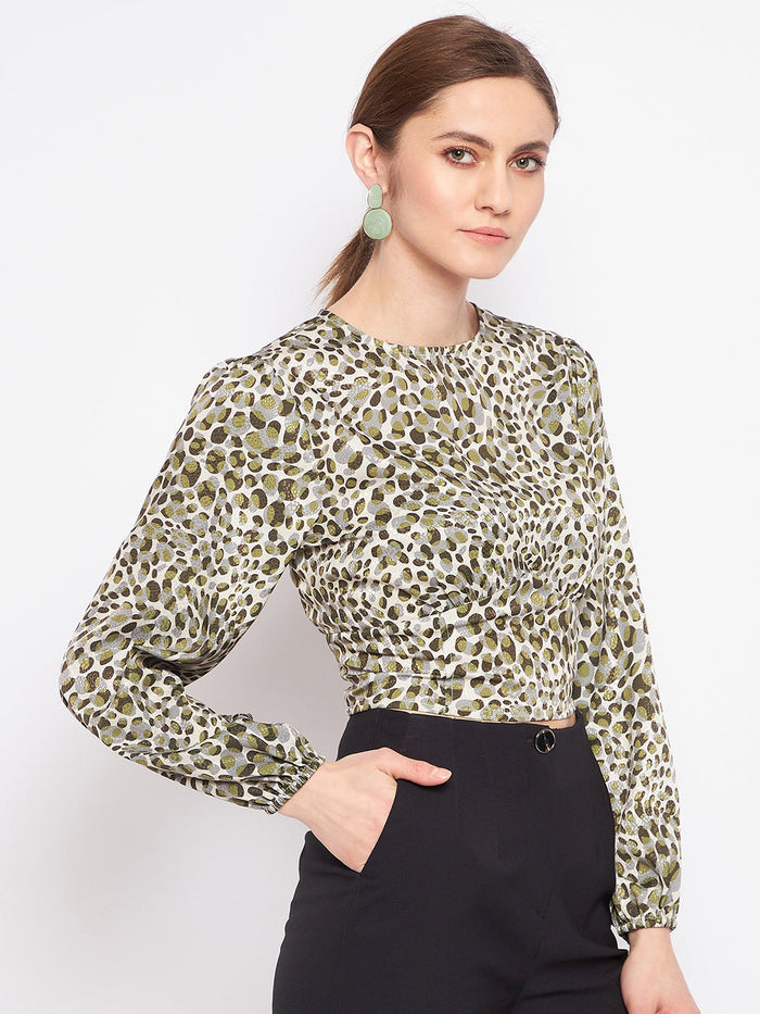 Madame Printed Olive Corset Top