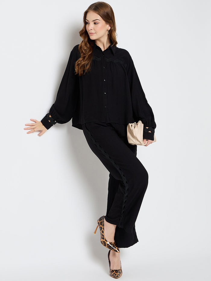 Madame Rayon Lace Black Co-ord Set