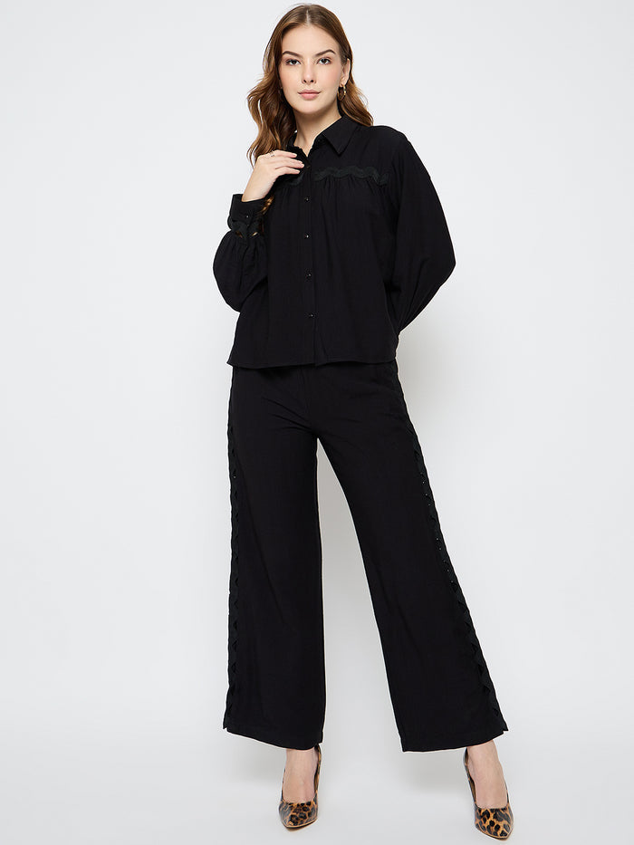 Madame Rayon Lace Black Co-ord Set