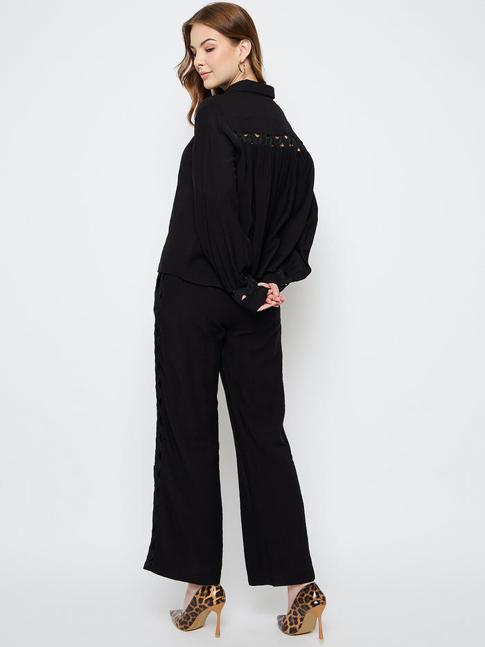 Madame Rayon Lace Black Co-ord Set