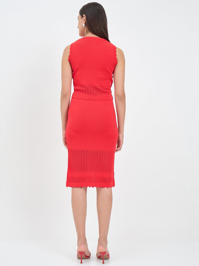 Madame Red Knit Skirt Co-ord Set