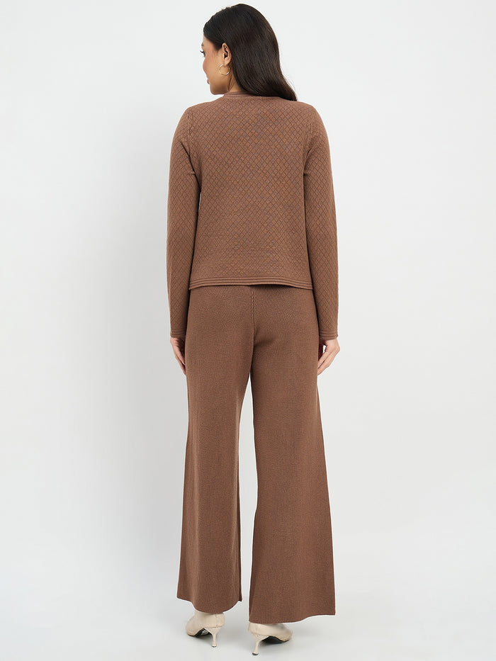 Madame Round Neck Cardigan and Trousers Co-ord Set