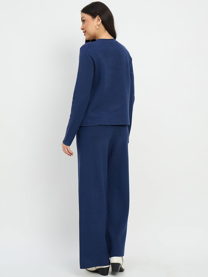 Madame Round Neck Cardigan and Trousers Co-ord Set