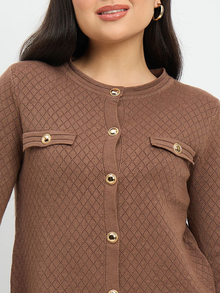 Madame Round Neck Cardigan and Trousers Co-ord Set