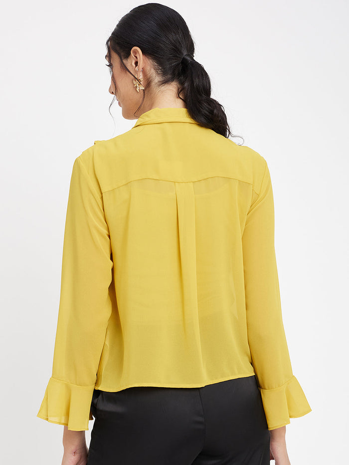 Madame Ruffle Neckline Yellow Top