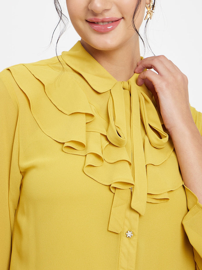Madame Ruffle Neckline Yellow Top