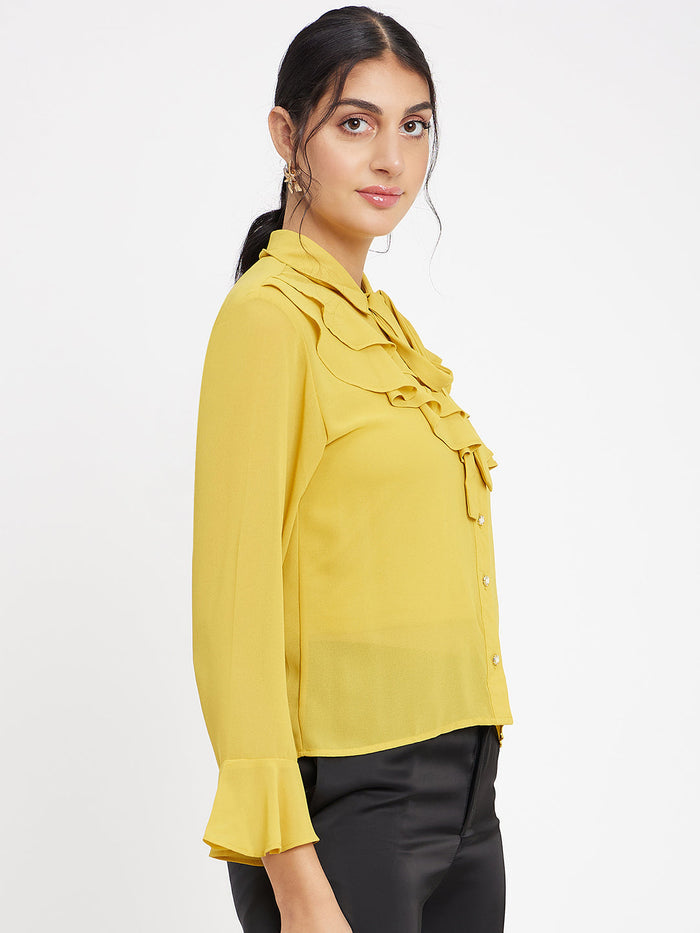 Madame Ruffle Neckline Yellow Top