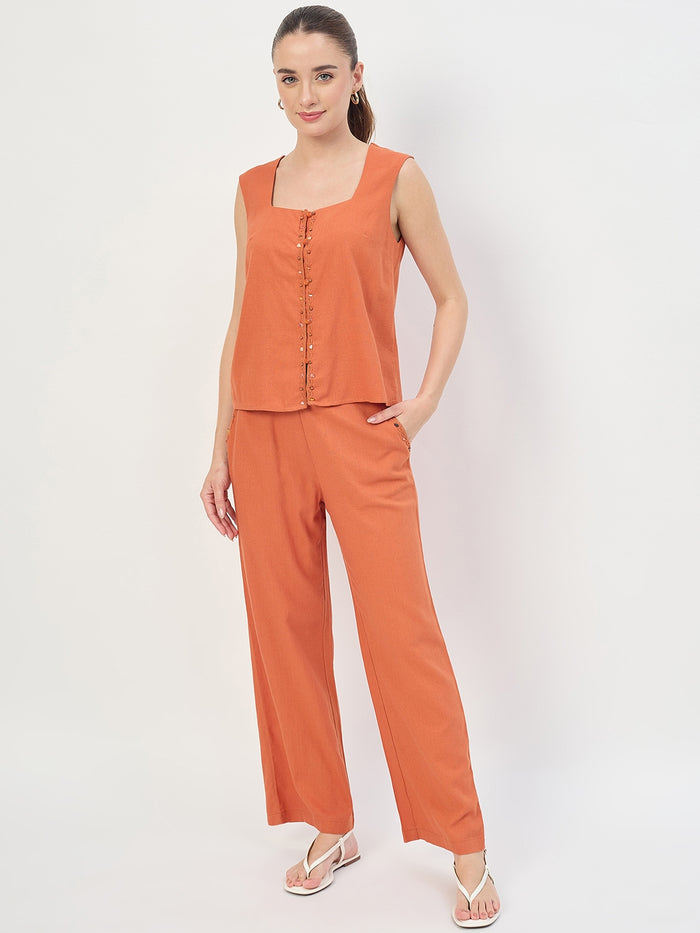 Madame Rust Rayon Linen Embroidered Co-ord Set