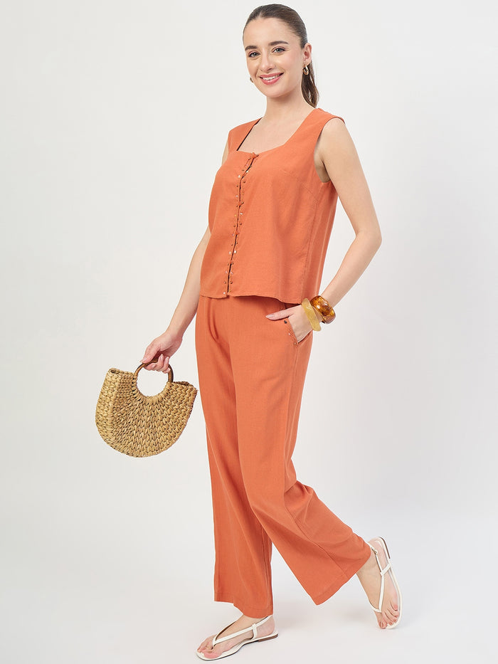 Madame Rust Rayon Linen Embroidered Co-ord Set