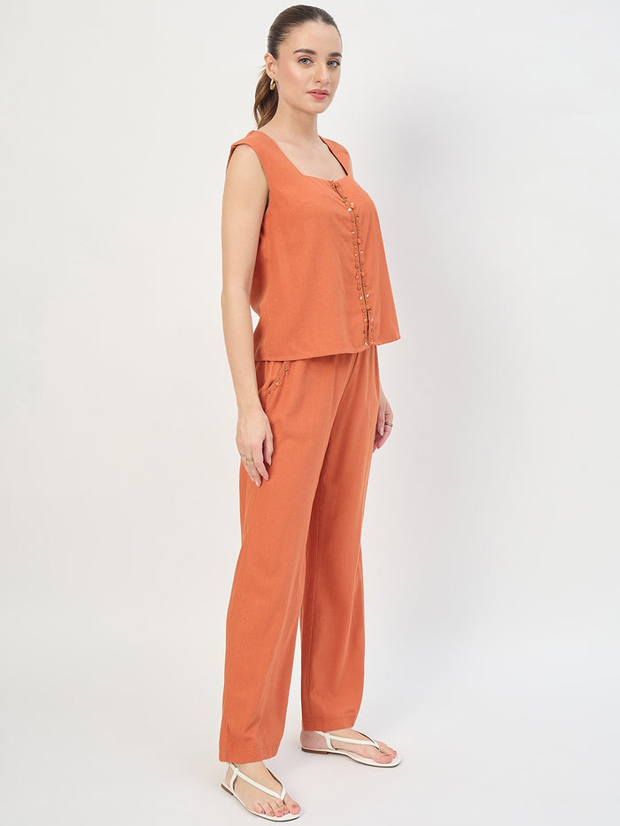 Madame Rust Rayon Linen Embroidered Co-ord Set