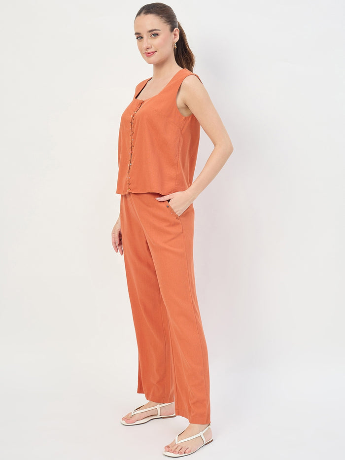 Madame Rust Rayon Linen Embroidered Co-ord Set