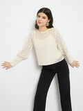Madame Semi Sheer Cotton Off White Top
