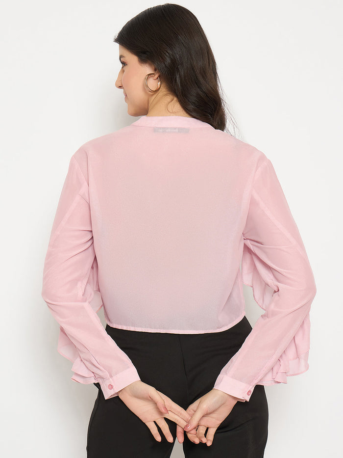 Madame Sheer Baby Pink Ruffle Top