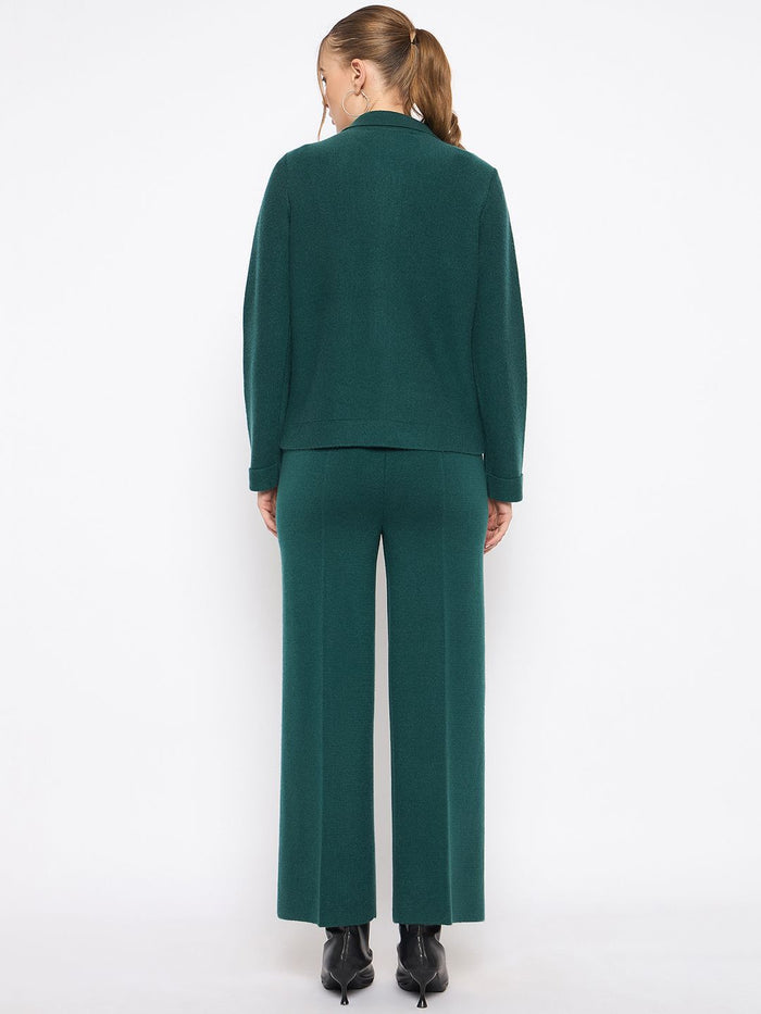 Madame Shirt and Bottoms Green Nylon Blend Co-ord Set