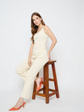 Madame Sleeveless Beige Cotton Co-ord Set