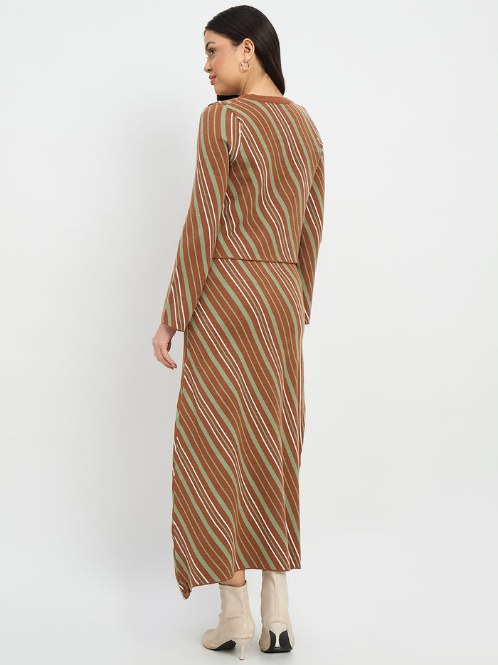 Madame Striped Cardigan and Skirt Co-ord Set