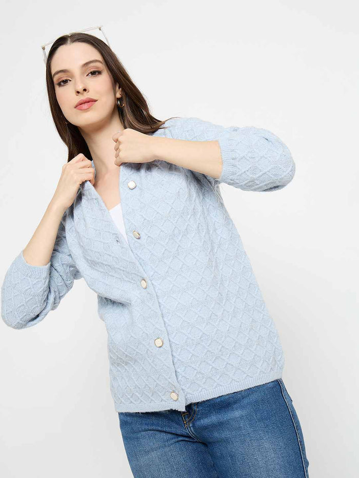 Madame Striped Sky Blue Cardigan
